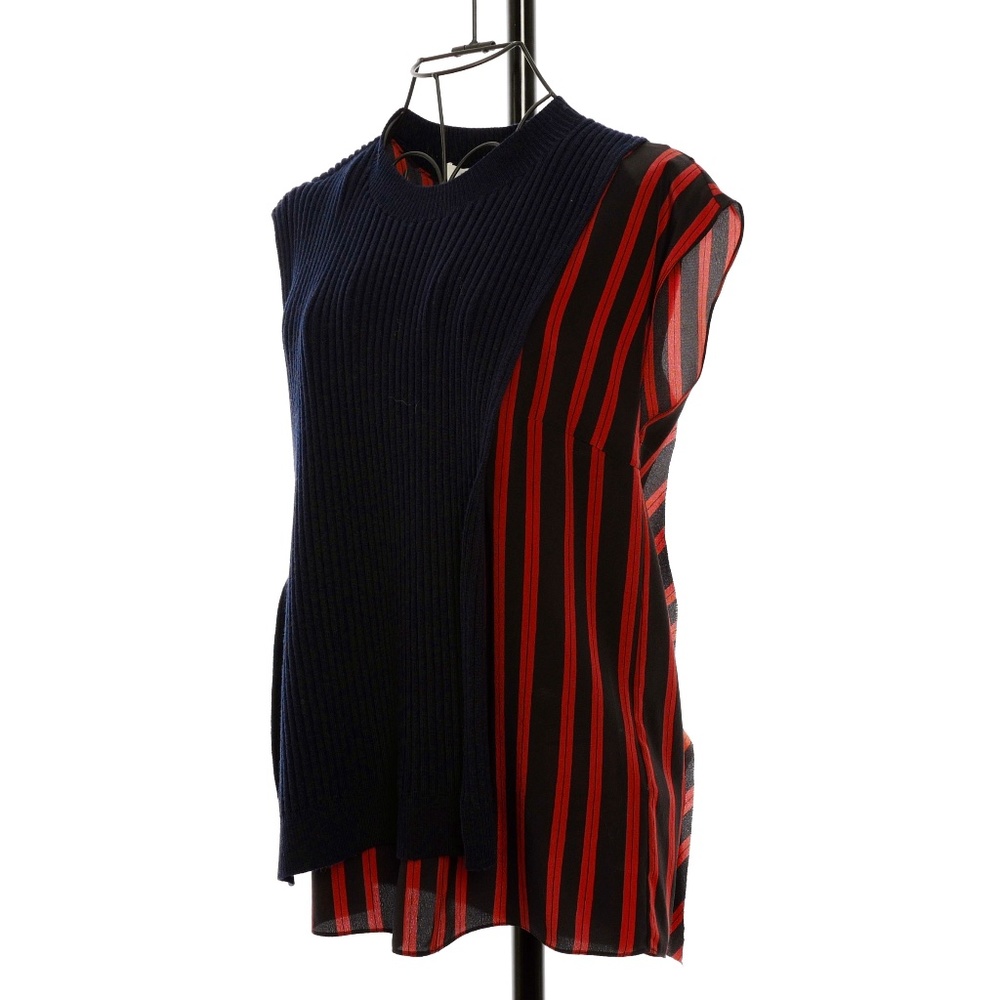 3.1 Phillip Lim Sweater/Printed Silk Ruffle Tank